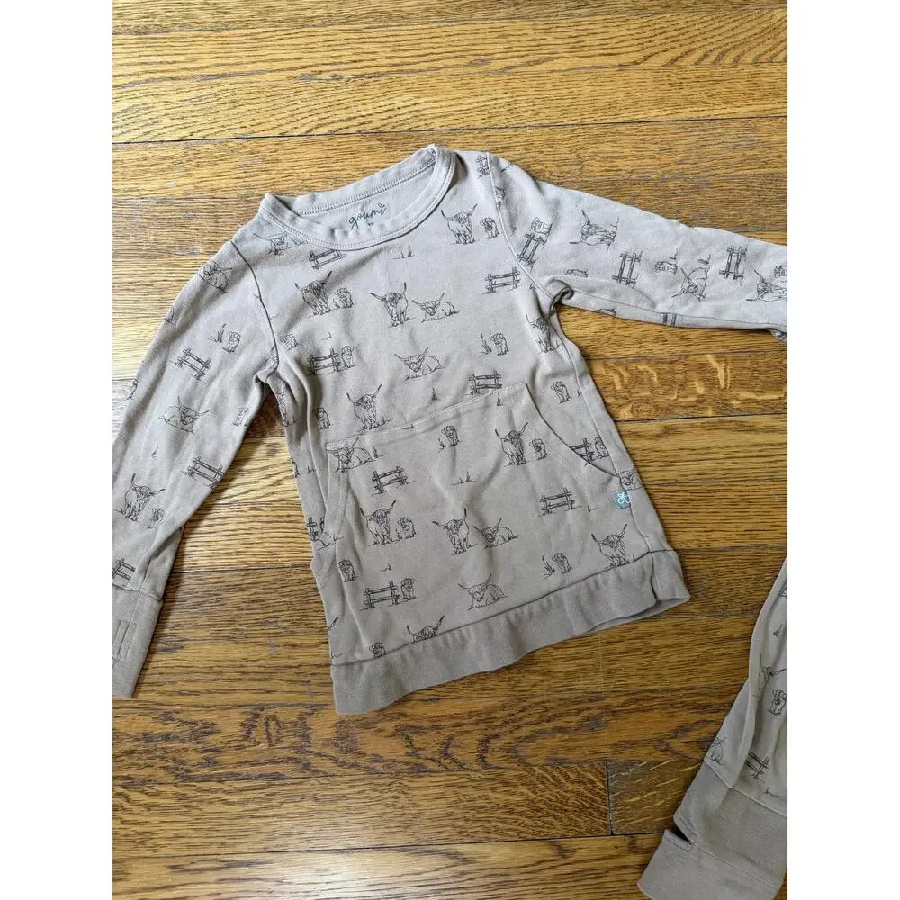 Goumi Kids' Highland Bull Print Top & Pants Set Size 3